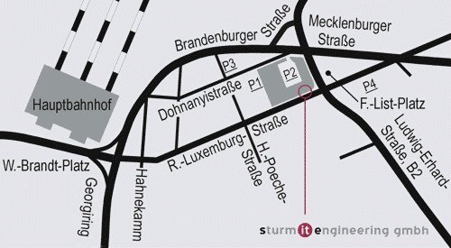 Anfahrtskizze zum Büro in Leipzig
